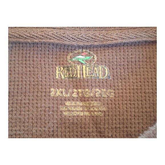 Redhead Thermal Four Button Henley 2XL Big & Tall Men XXL Blue with Brown Trim - Picture 3 of 14